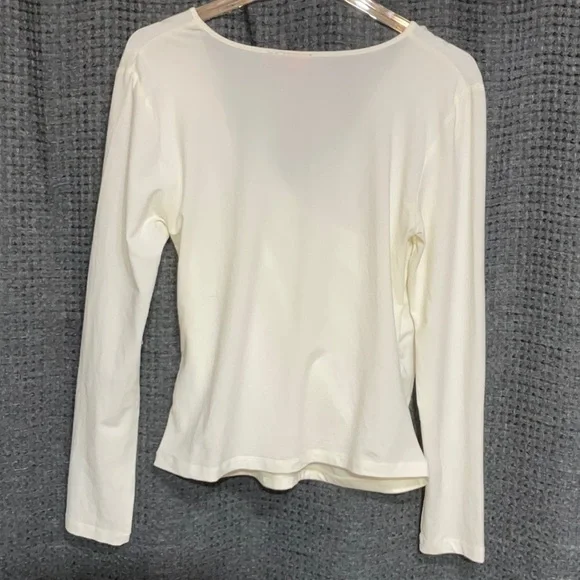 ANNE KLEIN Crossover Top, Cream - Picture 3 of 4